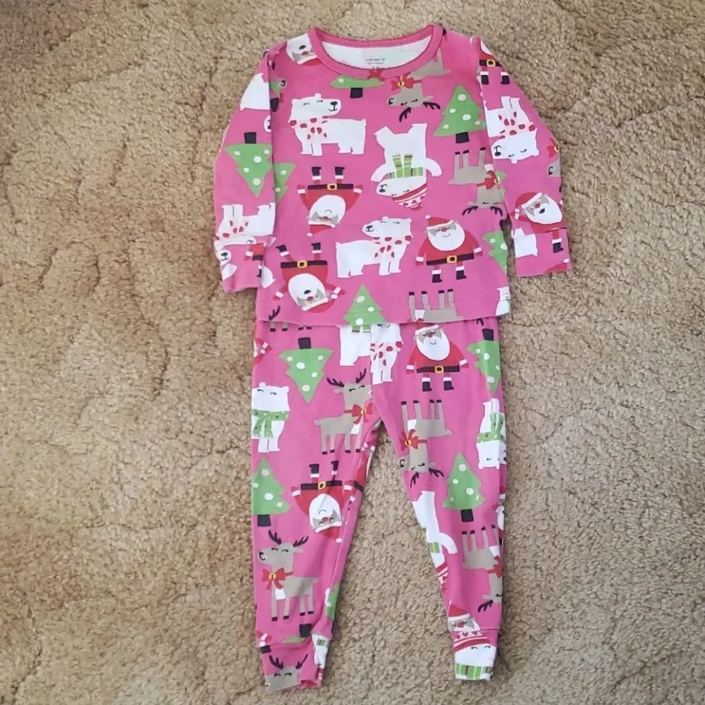 Adorable EUC Carter's Christmas Pajamas Sz 18 Mos